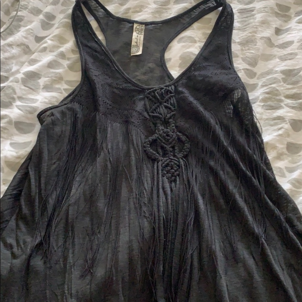 Free People Black Boho Tunic Tank